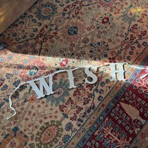 Pottery Barn Kids Silver Glitter "WISH" Hanging Banner